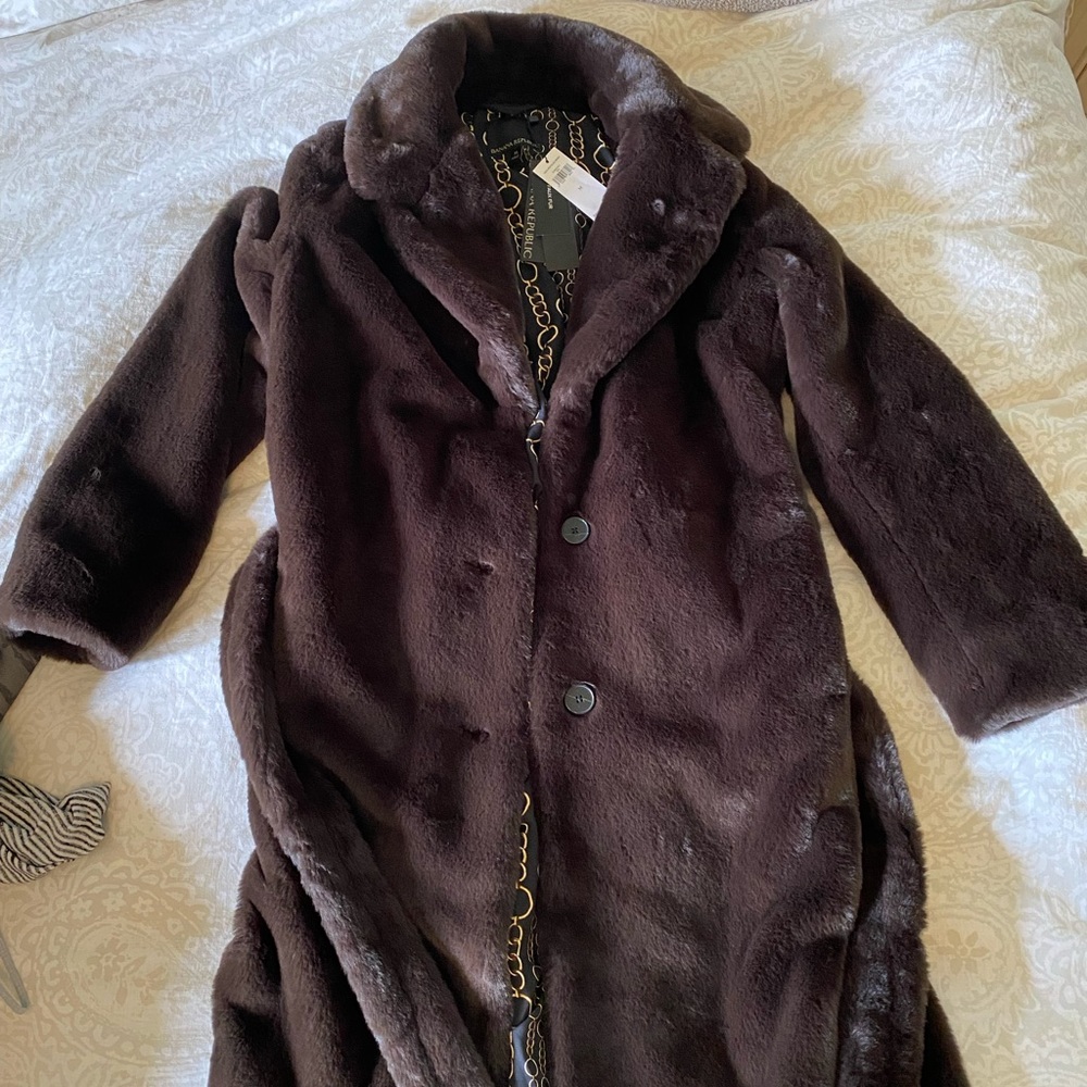Faux fur banana republic coat